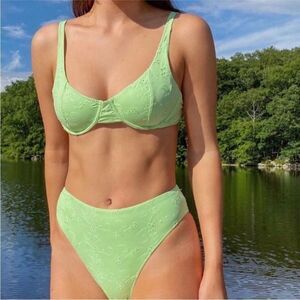 NWT Frankie’s Bikinis jasper mint green eyelet bikini bottoms🤎